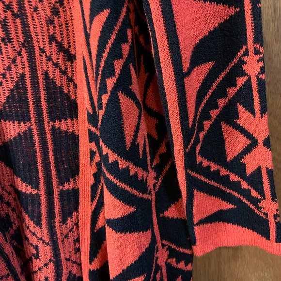Velzera Free Boho Orange and Black Long Open Front Cardigan Sweater, cotton - Picture 4 of 6